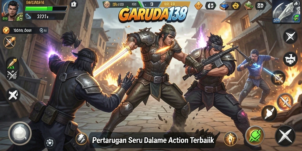 Tampilan gameplay menegangkan dalam <strong>GARUDA138</strong> yang penuh aksi.