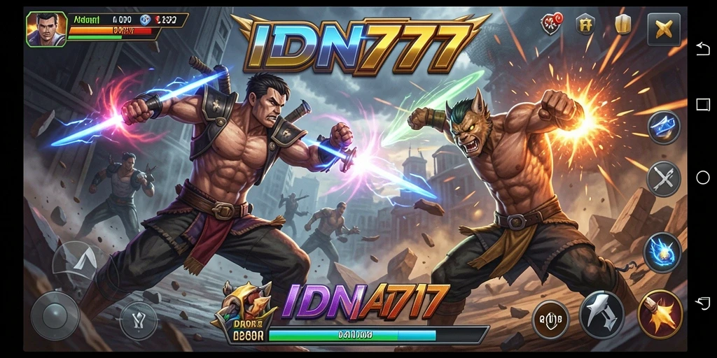 Tampilan gameplay aksi seru dari IDN777 saat pertarungan berlangsung.